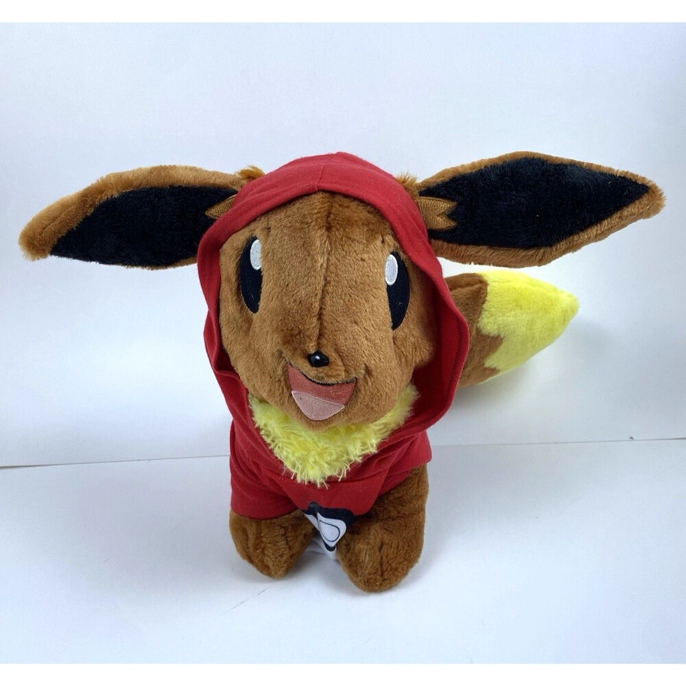 Pokemon Build a Bear Eevie Plush With Removable Red Pokeball Hoodie 16" Tall